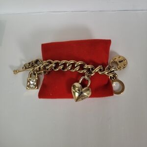 Juicy Couture Gold Charm Bracelet with Chunky Chain-Link Design